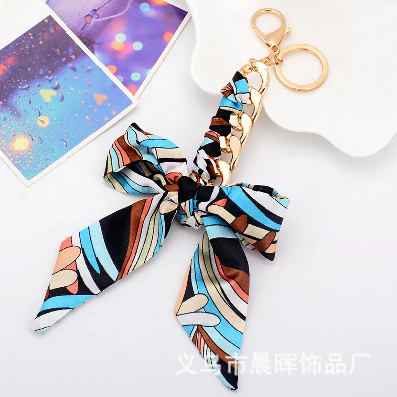 High Quality Fashion Scarf Keychain Ribbon Bow Exquisite Tassel Handmade Lady Bag Charm pendant wholesale | Украшения и
