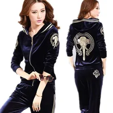

Golden Velvet Casual Sportswear Women's Hooded Commuting Temperament Velvet Sportswear Two-piece Set Autumn Winter New Fashion