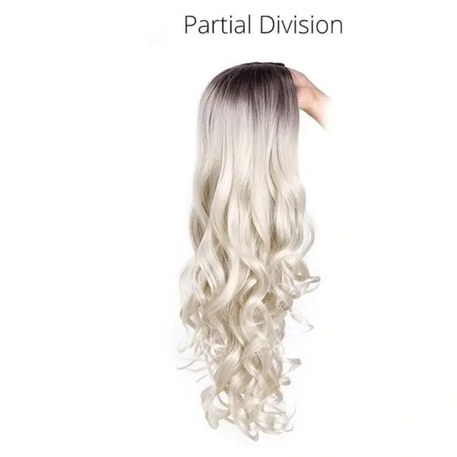I's a wig Ombre Brown Wig Long Wavy Synthetic Wigs for Women Blonde Gray White Black Red Wig Glueless Hair can be Cosplay - Цвет: bojin