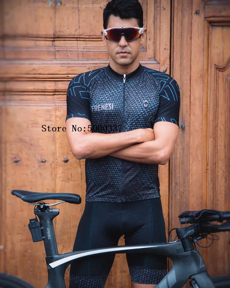 FRENESI Mens Pro Team Triathlon Suit short sleeve Cycling Jersey Skinsuit Jumpsuit Maillot Cycling Ropa ciclismo set gel - Цвет: as picture