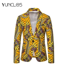 2019 New Design Yellow Flower Men Blazer Party Jackets For Men Folk-custom Slim Fit Casual Men Blazer Tuxedos 5 Size M-3XL