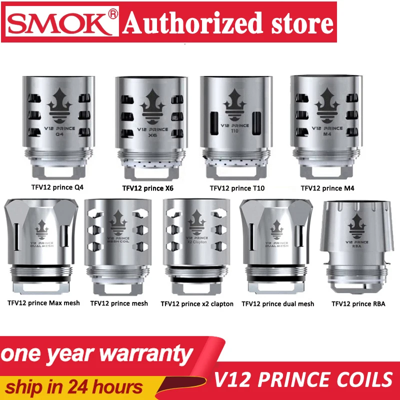 Оригинальный SMOK TFV12 Prince Coil V12 RBA Q4 M4 X6 T10 Mesh dual mesh Core для PRINCE Tank Eletronic Cigarette Cores |