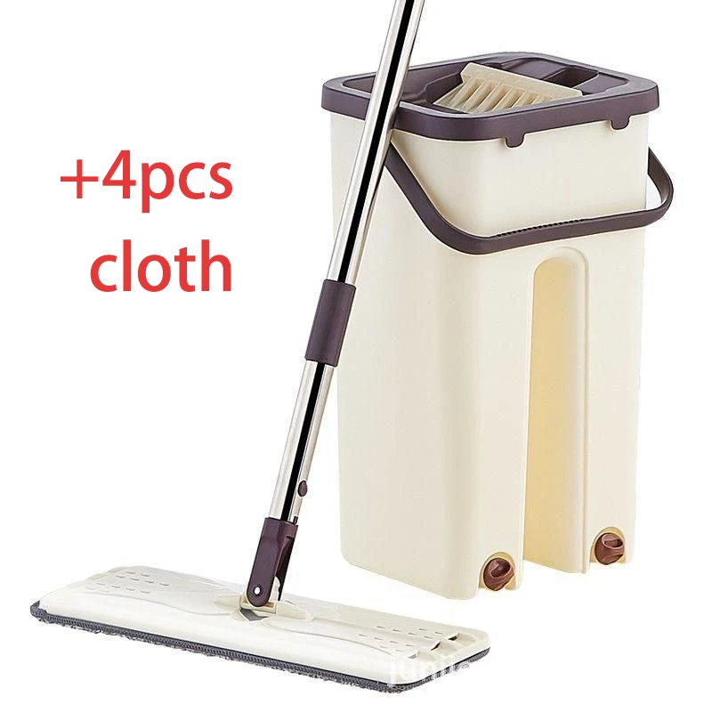 one mop 4 mop cloth Ленивый пол Швабра набор автоматическое ведро Избегайте мытья рук микрофибра чистящая ткань плоские швабры выжать 360 градусов вращения PS018 - Цвет: one mop 4 mop cloth