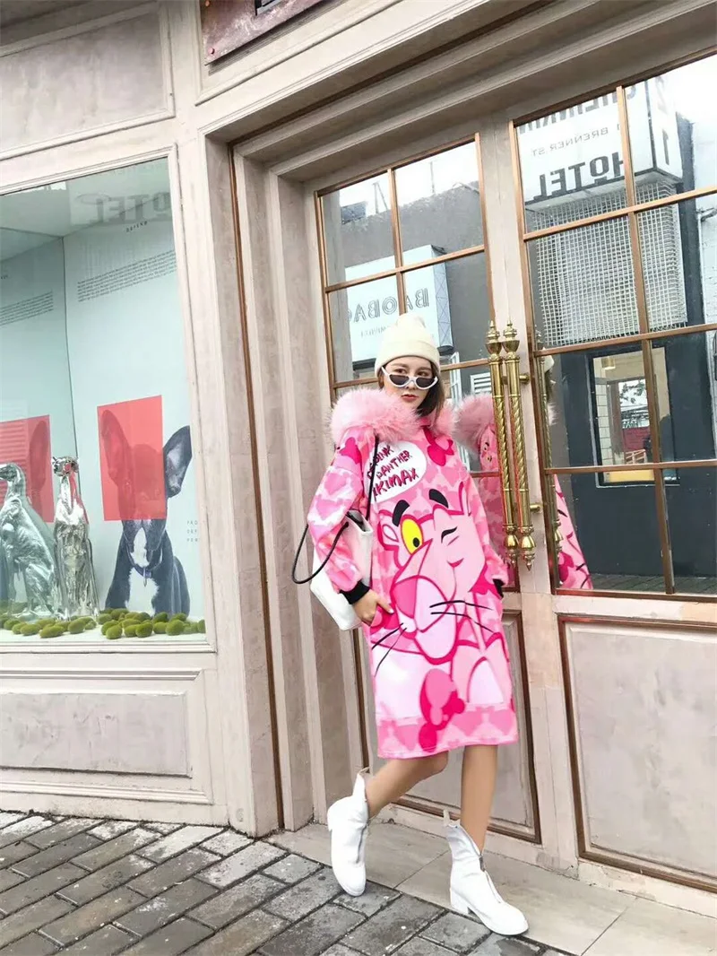 Женский свитшот с принтом Pinkpanther из бисера, платье, розовый, женский спортивный костюм, худи, свитшот, женская мода, платье с капюшоном