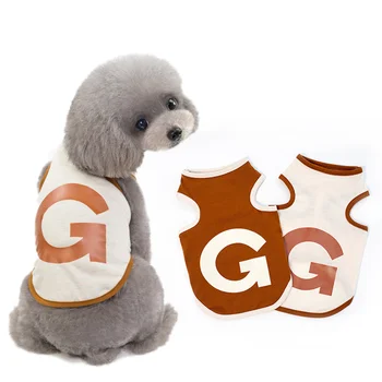 

New Cute 100% Cotton Letter G Pattern Dog Cat Summer Vest T Shirt Soft Dog Shirt Chihuahua Clothes Pet Supplies