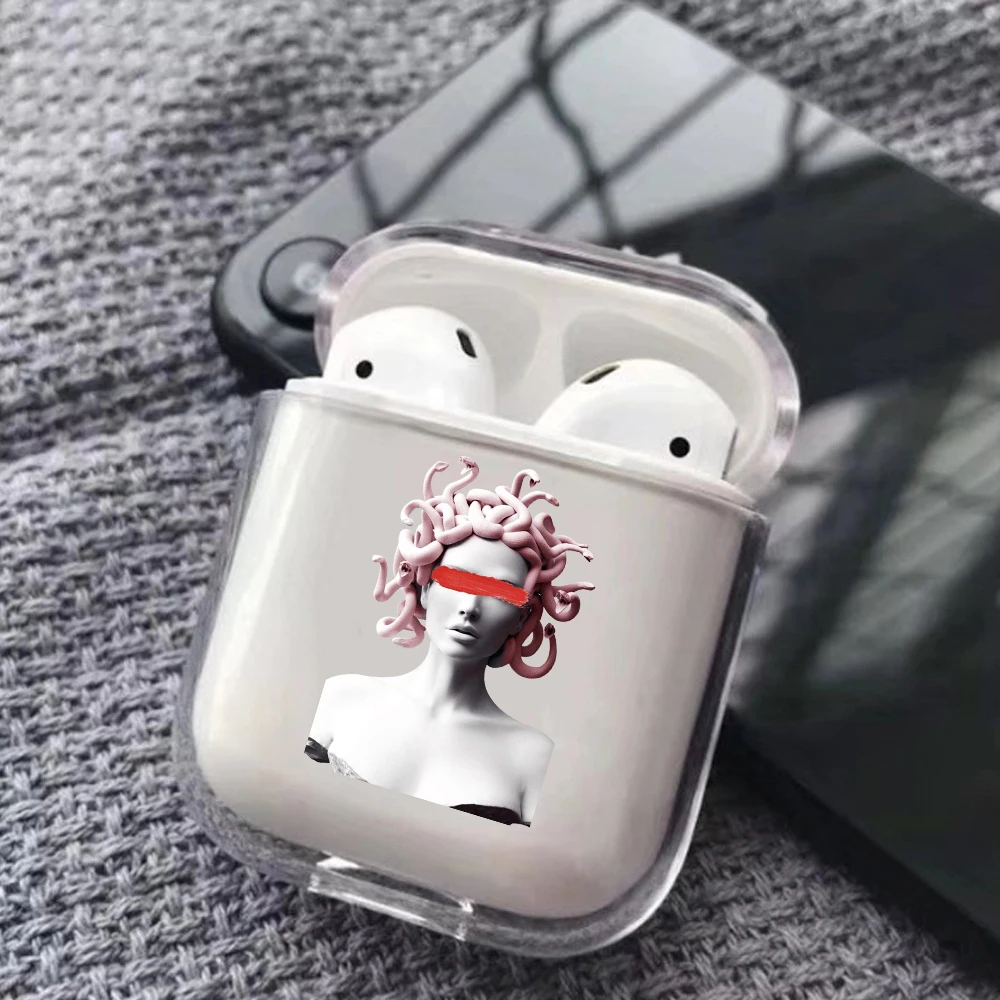 Медуза Vaporwave глюк арт задняя крышка Жесткий чехол для Airpods беспроводной Bluetooth