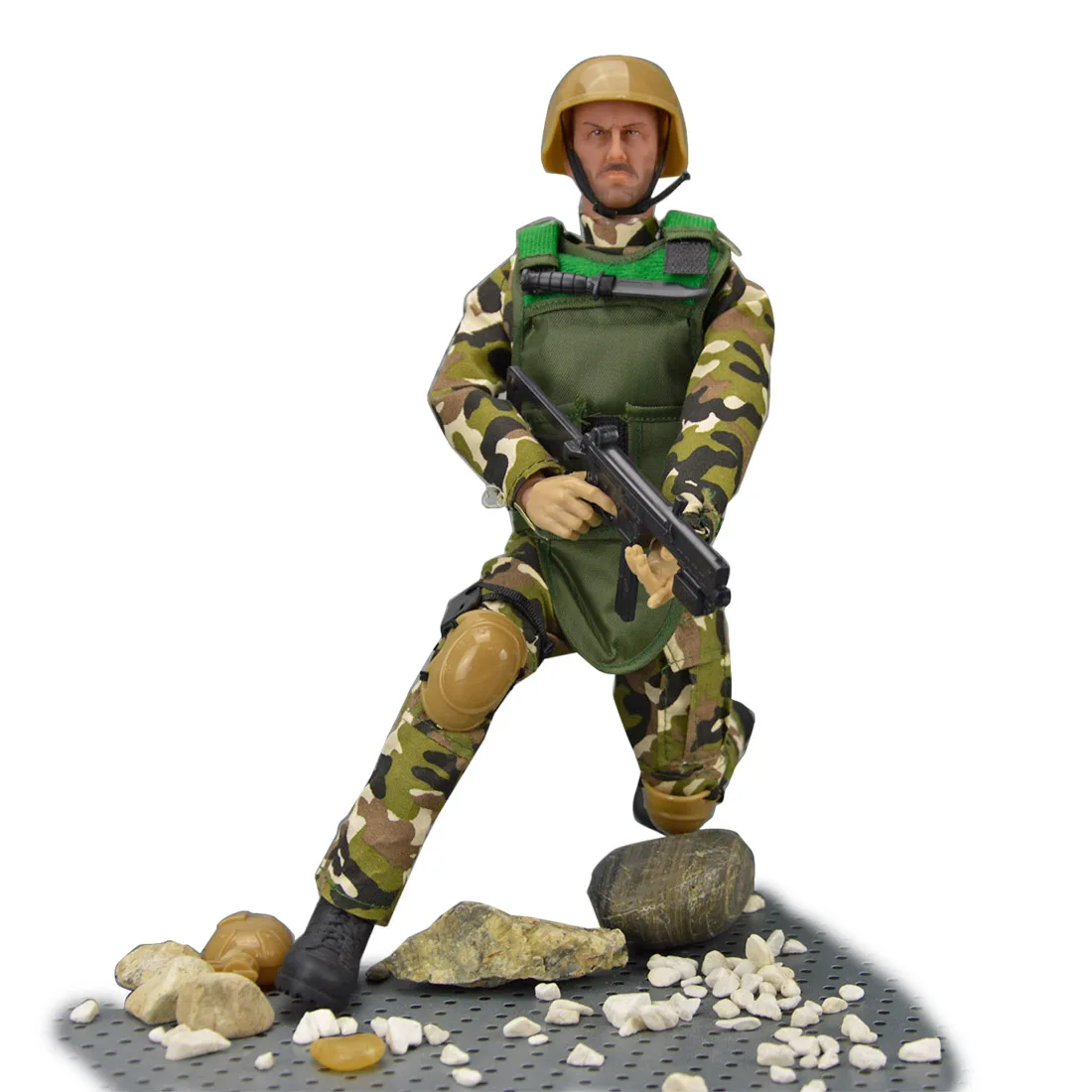 

12-Inch 1/6 Action Figure Artificial Model Swat Police with 13 Moveable Joints - Yellow Kneecap + Boots