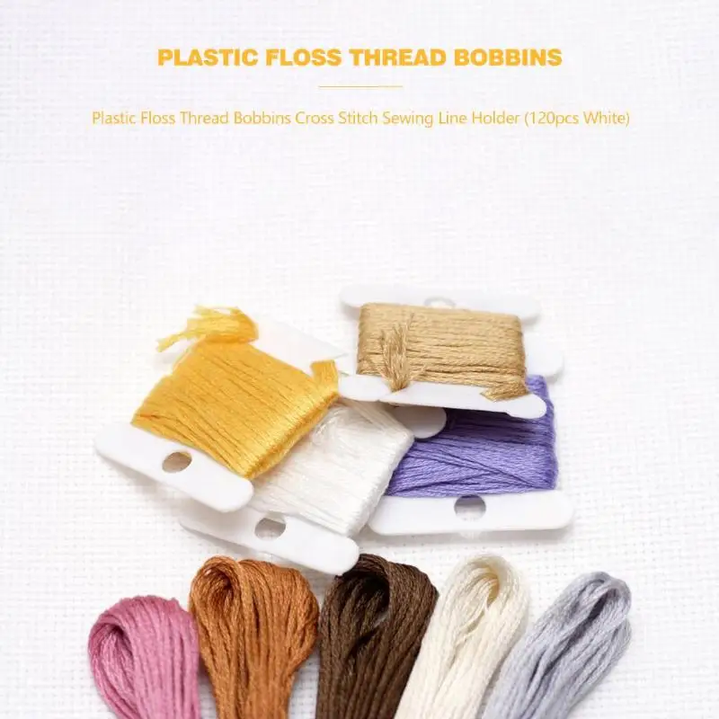 

120pcs Plastic Embroidery Floss Craft Cross Stitch Thread Bobbin Storage Holder Hand Embroidery Winding Stitch Wound Craft Kit