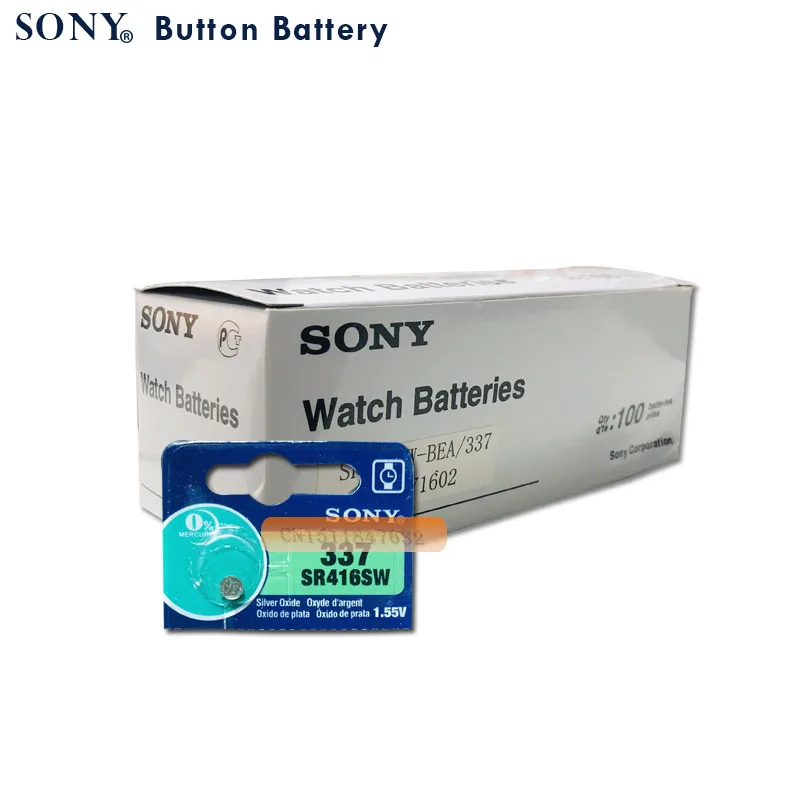 200 шт./лот Sony 100% оригинал 337 SR416SW 1 55 в оксид серебра часовая батарея Кнопочная