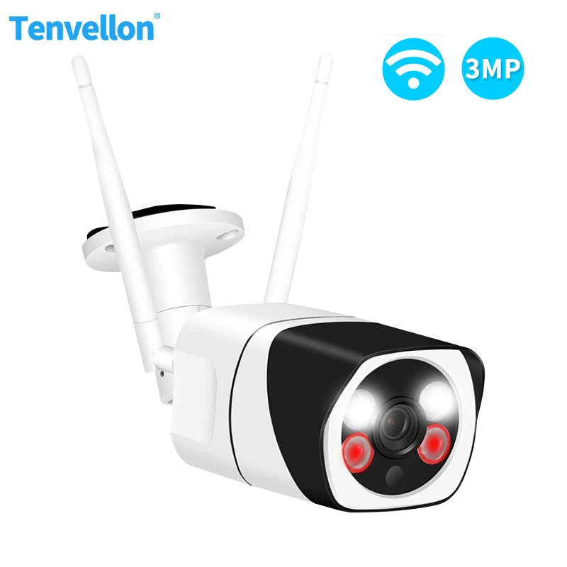 3MP HD IP камера WiFi Водонепроницаемая металлическая уличная камера видеонаблюдения Onvif камера видеонаблюдения ночное видение с двумя прожекторами