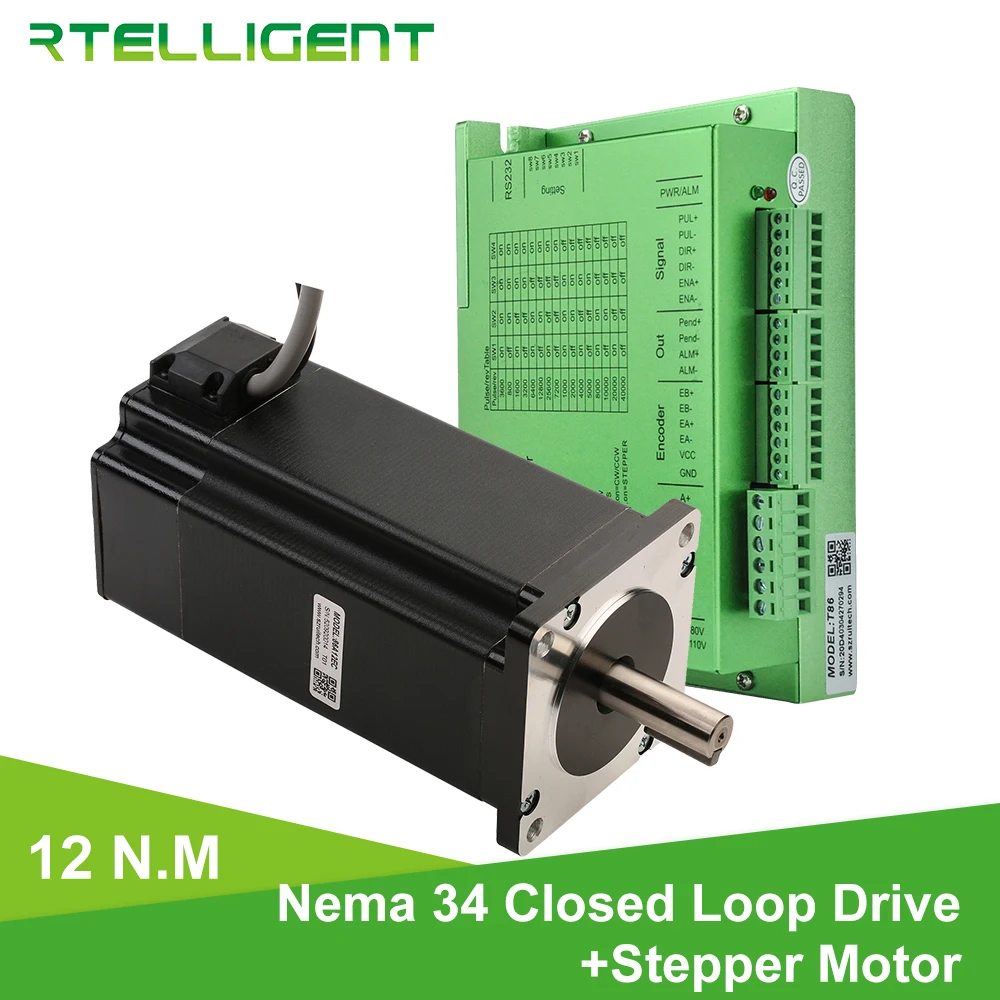 Умный шаговый двигатель Rtelligent Nema 34 125 нм с замкнутым циклом и блоком питания