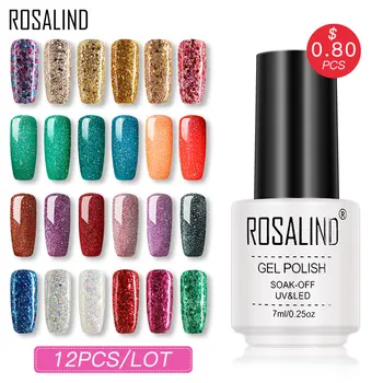 

(12PCS/SET) ROSALIND Gel Nail Polish Gel Polish Semi Permanent UV Enamel Hybrid Nail Art Off Varnish White Manicure Nails