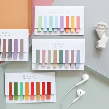 

4pcs Rainbow Color adhesive note Retro frame Bread Fruit Checker Stripe memo pad stickers tag Office Index planner School F685