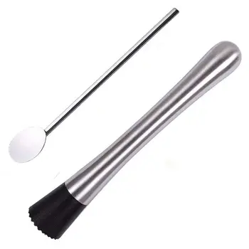 

Bar Tool Set with Utensils Stainless Steel Cocktail Muddler and Mixing Spoon and Straw Muddler