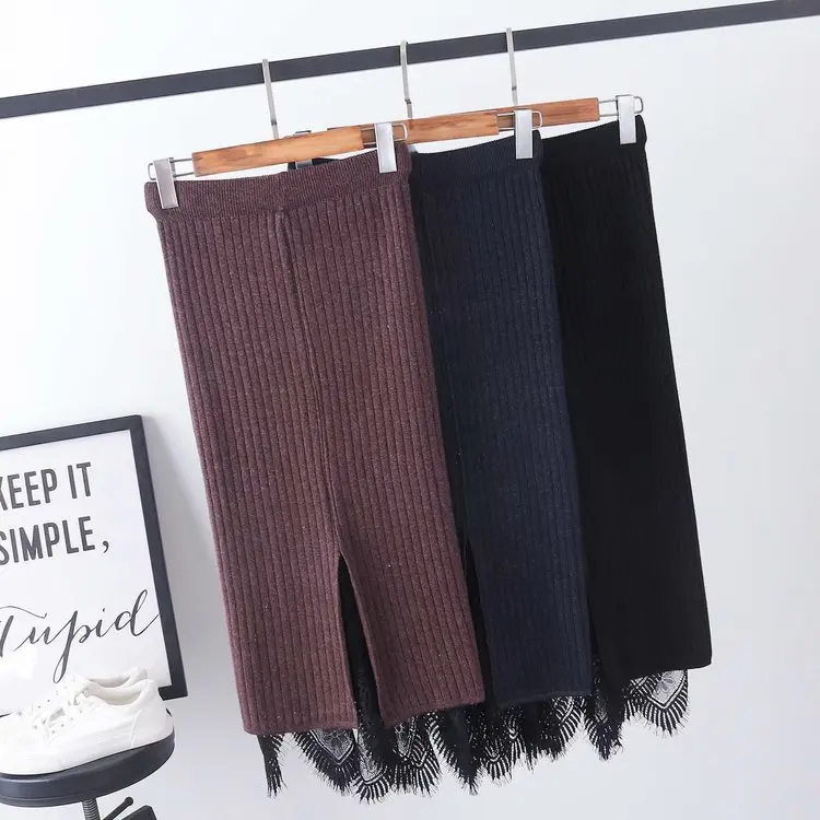 

Skirt Women's New Style Fashion Knitted Pleated Step High-waisted Sheath INS Super Fire Medium-length Skirt Winter S25464