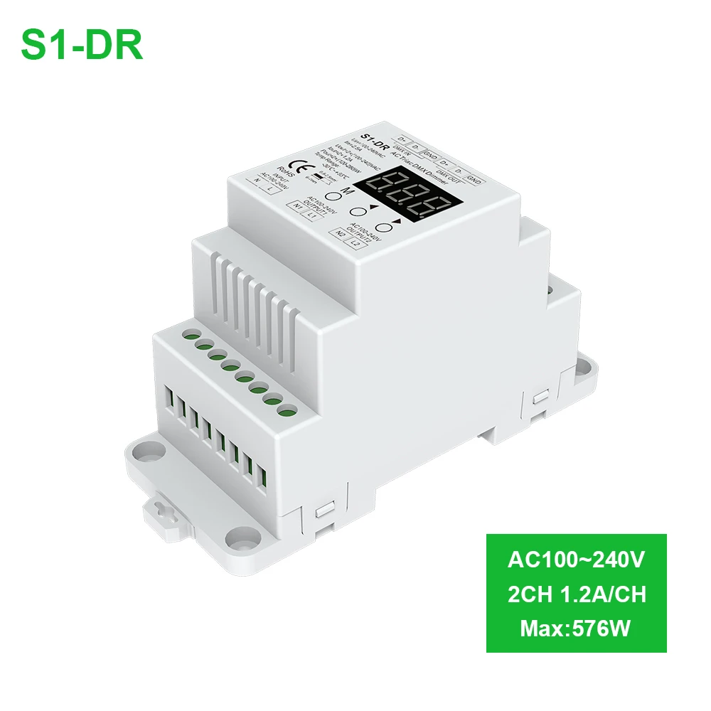 S1-DR(AC100-240V) 2CH 1A 576 Вт DMX декодер DMX512 конвертировать ТРИАК диммер Светодиодный контроллер лампы с использованием для Triac светодиодные с регулируемой яркостью AC100-240V - Цвет: S1-DR(AC100-240V)
