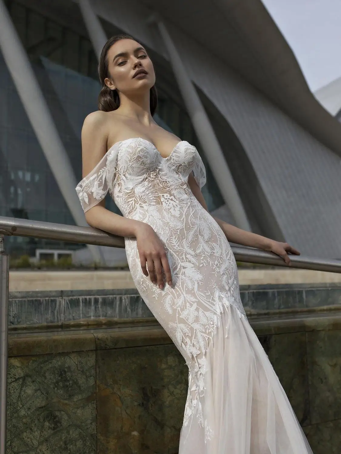 Vestido Novia Sirena свадебное платье русалки с открытыми плечами белые свадебные платья