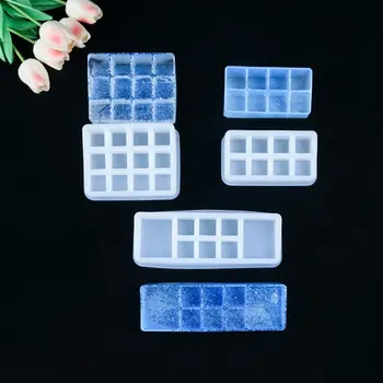 

Crystal Epoxy Resin Mold Square Lattice Lipstick Storage Box Casting Silicone Mould DIY Crafts Desktop Decorative Making Tools