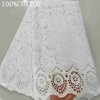 

Wholesale 100% Cotton African Lace Fabric 2020 High Quality Lace Pure White Nigerian Swiss Voile Lace In Switzerland Materials