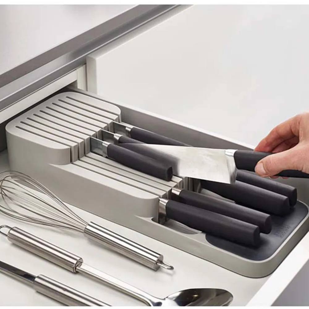 Креативный пластиковый держатель для ножей кухонный ящик для ножей стеллаж для хранения ножей подставка для ножей Органайзер лоток для шкафа кухонный Органайзер