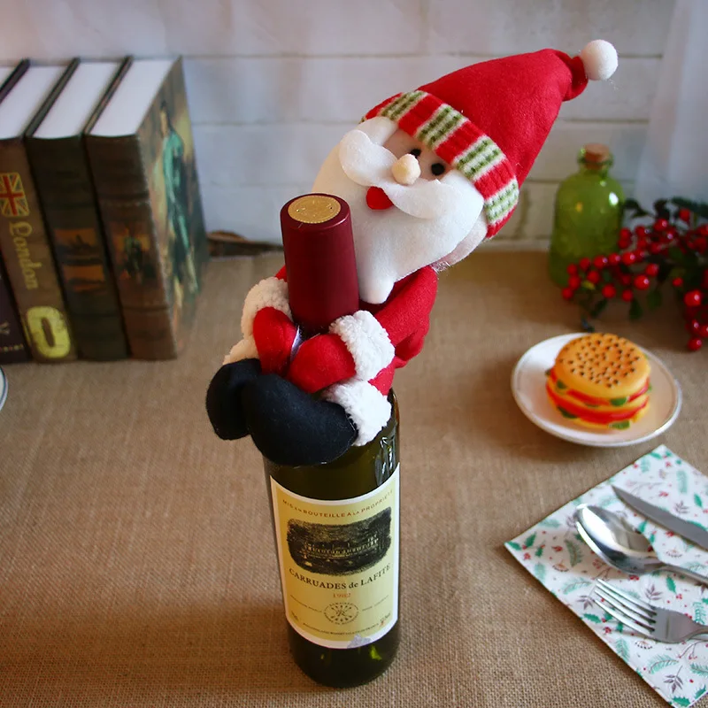 Рождественский чехол для бутылки вина, вечерние рождественские столы Санта Клауса, пивные банки, рождественские крышки для бутылок, рождественские украшения для вина - Цвет: 09