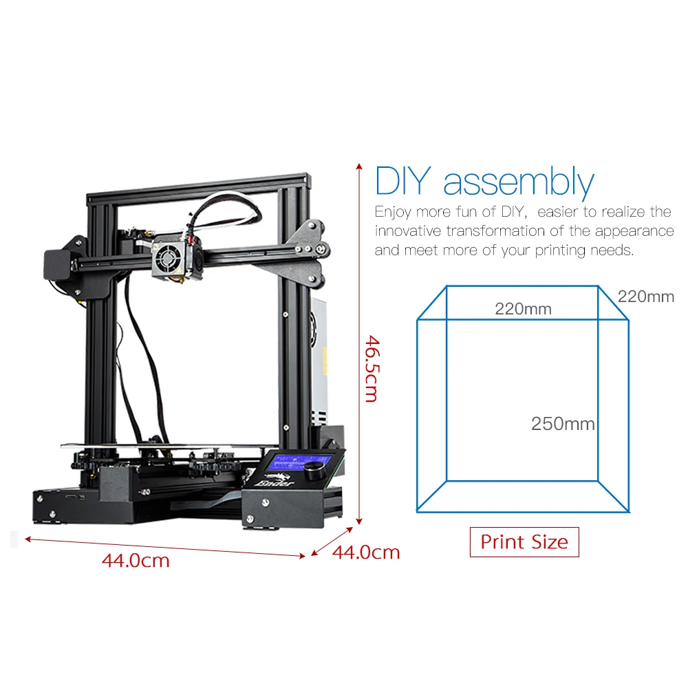 Creality 3D Ender-3/Ender-3 Pro Высокоточный 3d принтер, набор MK-10, экструдер с печатью, 220*220*250 мм, размер печати