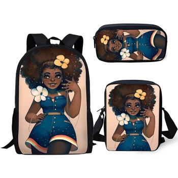 

Primary School Kids Backpacks African Girls Prints Pattern School Bags Afro Arts Designer Students 3PC/Set Book Bags