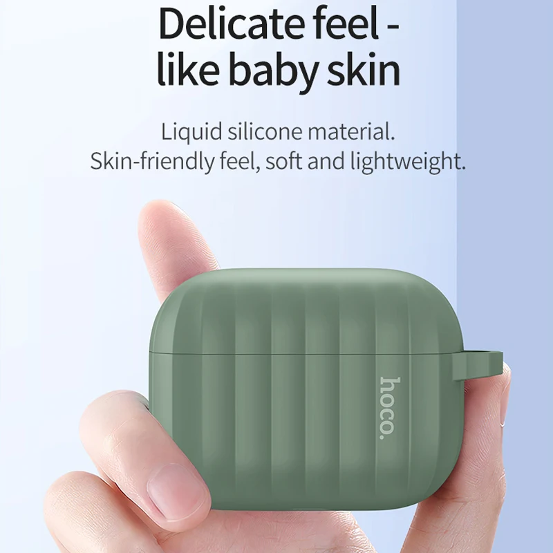 Чехол для наушников HOCO для Apple Airpods pro, мягкий силиконовый чехол, цветной ультратонкий протектор для Air pods pro, чехол с защитой от потери