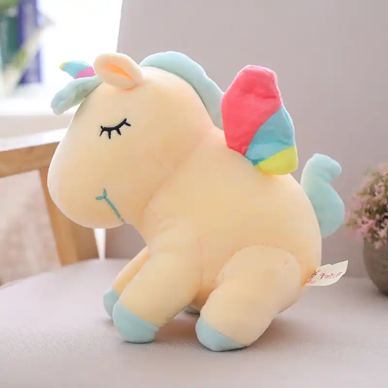 75cm cute rainbow flying unicorn toy pink yellow white fly horse