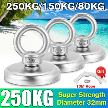 

Fishing Magnets Industrial Magnet Deep Sea Salvage Strong Magnet Permanent Neodymium NdFeB Magnetic with Ring+10M Rope