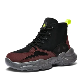 

2019 New Arrival Men's High Top Cushioning Basketball Shoes Lace Up Shockproof Sneakers Breathable Athletic Outdoor Sport Shoes