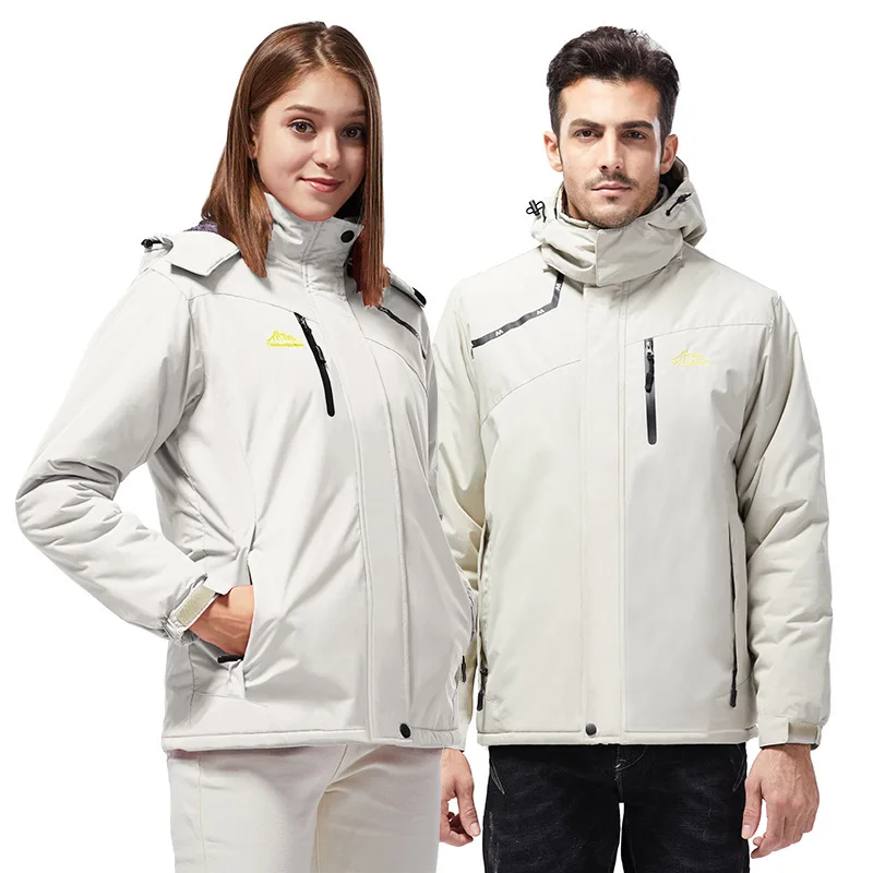 

Outdoor Thicken Couple Waterproof Charge Clothes Polyester Plus Velvet Warm Windproof Hiking Camping Climbing Men And Women Coat