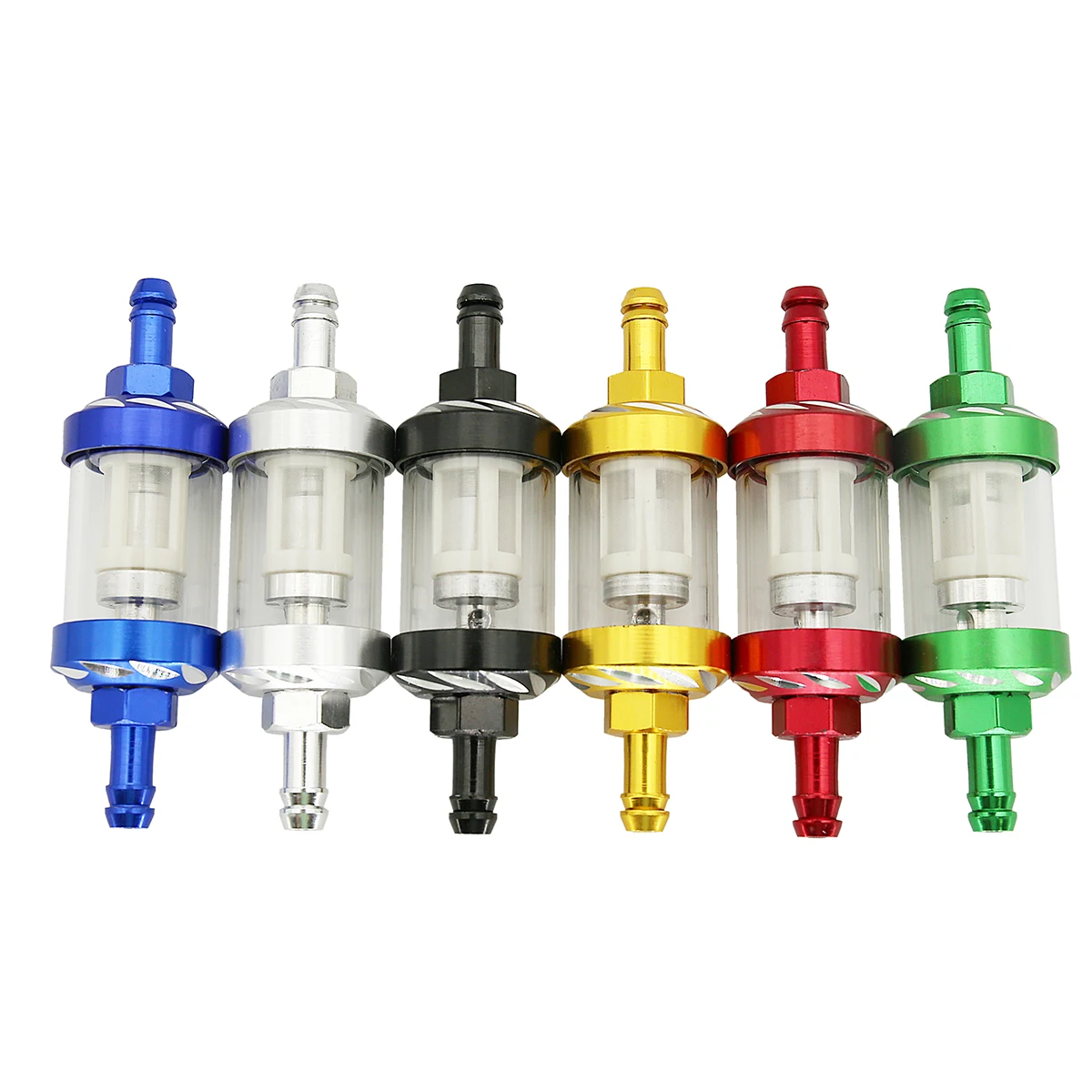 

8mm CNC Aluminum Alloy Glass Motorcycle Gas Fuel Gasoline Oil Filter Moto Accessories for ATV Dirt Pit Bike Motocross