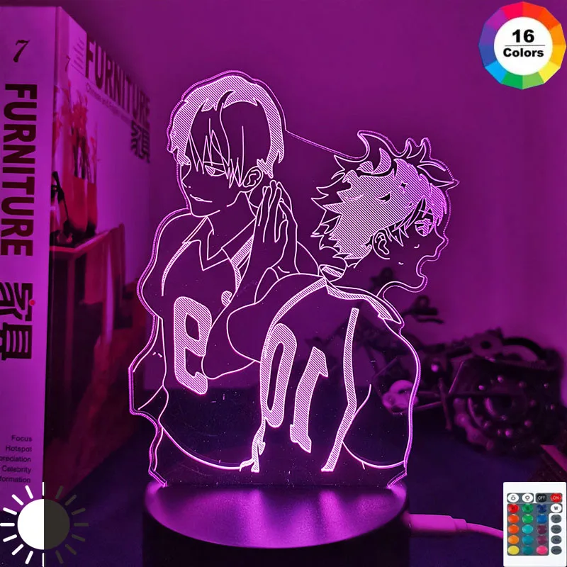 decorative night lights Anime Haikyuu Acrylic Led Night Light Shoyo Hinata Figure for Kids Bedroom Decor Nightlight Manga Cool Gift Child 3D Table Lamp childrens night lights Night Lights