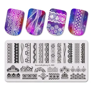 

Beautybigbang Lace Sexy Style Nail Stamping Plates for Nail Polish Art Stencil Template Stamping Plate carimbo de unha Nail Art