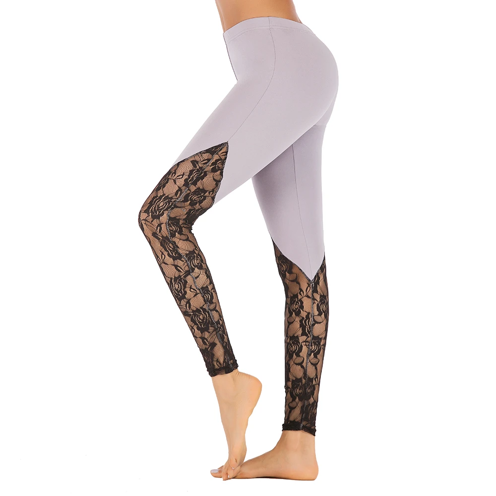 Khaki Sfit женские сетчатые кружевные штаны пуш-ап для йоги, не просвечивающие, высокая талия, контроль живота, 4 способа растягивания, для спортзала, тонкие, бесшовные леггинсы - Цвет: Khaki
