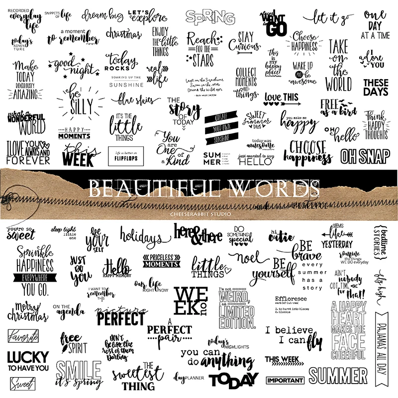 

90 slices/English magazine letters/Vellum Paper Stickers for Scrapbooking Happy Planner/Card Making/Journaling Project