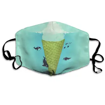 

Mouth Mask For Daily Dress Up, Whale Eat Ice Cream Anti-dust Mouth-Muffle, Washable Reusable Holiday Half Face Masks For Mens