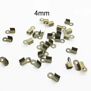 

100pcs/lot New Fashion Necklace/Cord Crimp End Caps Tips W/Loop 4mm Jewelry Findings