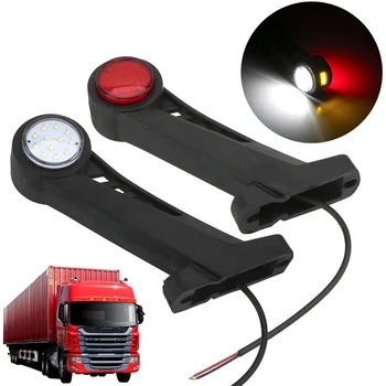 

LEEPEE 2pcs/set Red White 12/24V LED Side Marker Light 27LED Truck Lamp Tail Light Indicator Lights For Trailer Lorry Lamps