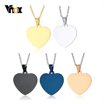 

Vnox 5 Pcs/Lot Heart Tag Pendant Necklaces for Women Man Basic Stainless Steel ID Unisex Necklace Accessories