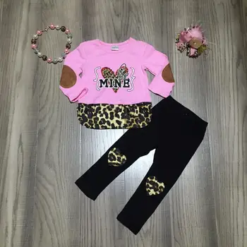 

baby Girl clothes girls V-day outfit girls mine pink shirt with black trouser girls winter clothes with accessories