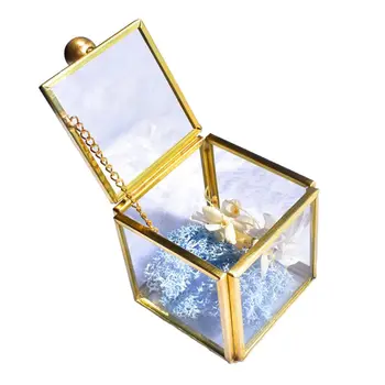 

Geometrical Clear Glass Jewelry Box Jewelry Organize Holder Plants Container