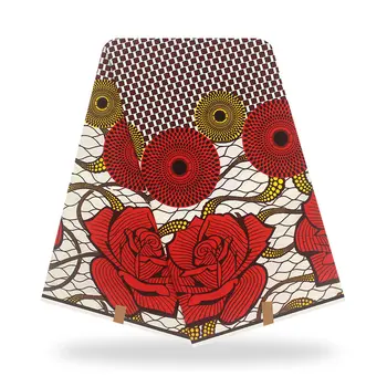 

100% Cotton Printed Fabric For Women Dress Sewing Material 6 Yards Ankara African Floral Print Real Wax Fabric