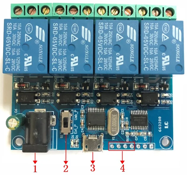 USB 5V 4-Channel Relay Module USB Control Smart Switch Relay Module 