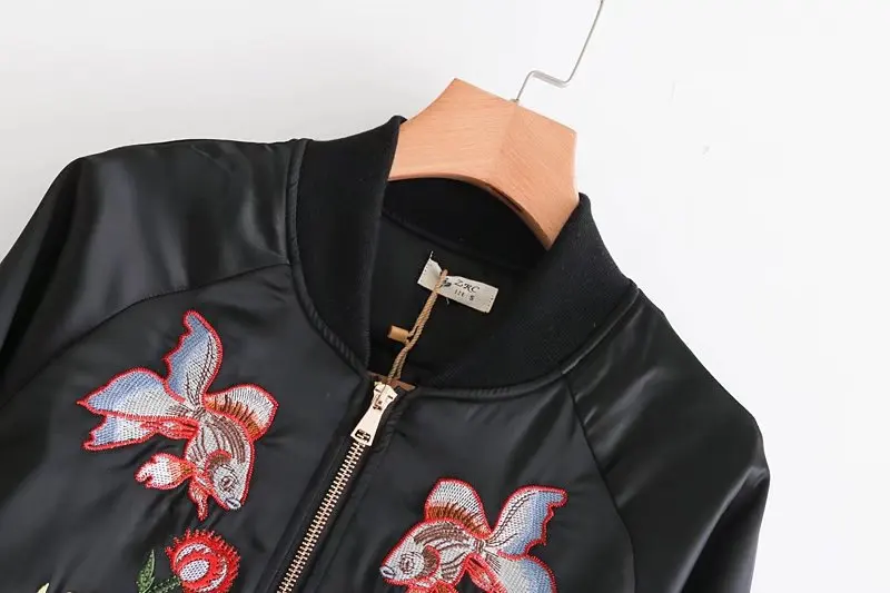 

Xn1/8378it 2018 New Style Flower Cat Embroidery Baseball Uniform Short Coat Jacket WOMEN'S Dress