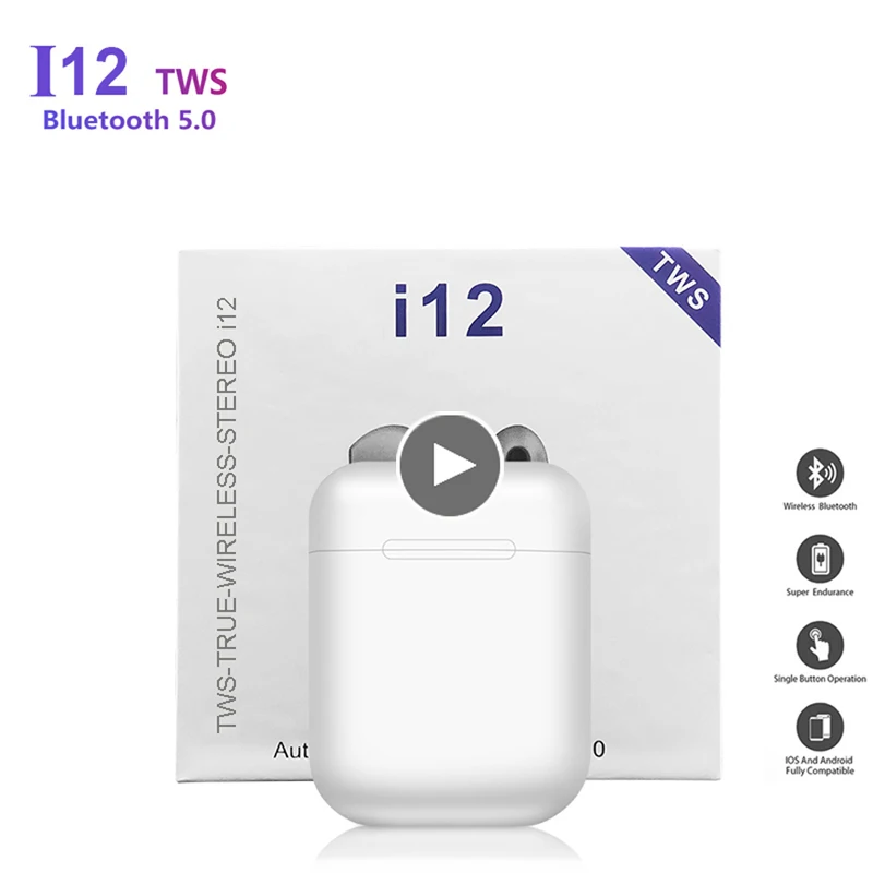 

I12 TWS Wireless Bluetooth Earphone For Phone Earpods Bluetooth 5.0 Sports Sweatproof Touch Portable Earbuds PK i10 i7s i9 tws