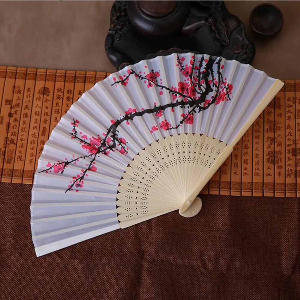 Вентиляторы кружева Шелковый складной ручной танец вентилятор цветочный узор для вечерние свадебные товары для событий и праздников китайский танец 19JUL29