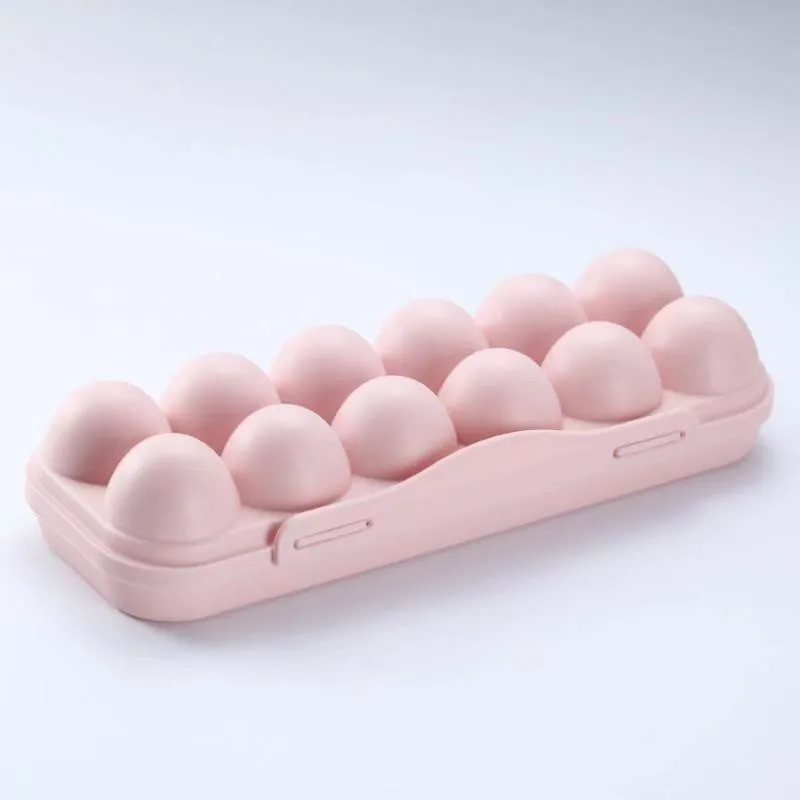 12 Grid pink 34 сетчатый ящик для хранения кухонного холодильника 34 Сетчатый Контейнер для яиц пластиковый контейнер для еды чехол держатель для полки ящик Домашний Органайзер - Цвет: 12 Grid pink