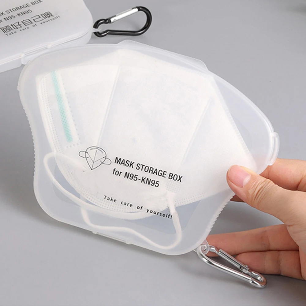 

Buckle Mask Case Storage Box student Portable Squre Face Masks Container Safe Waterproof and transparent Mask Box Organizer KN95